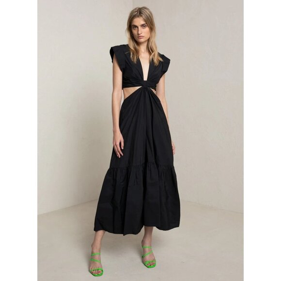 A.L.C. Dresses & Skirts - A.L.C. Alexandria Dress Black Cut Out Fit and Flare Cotton Midi Maxi 8